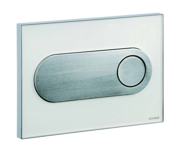 Schwab Circle, стеклянная панель смыва с 2 клавишами, цвет основы белый, цвет клавиш глян. хром