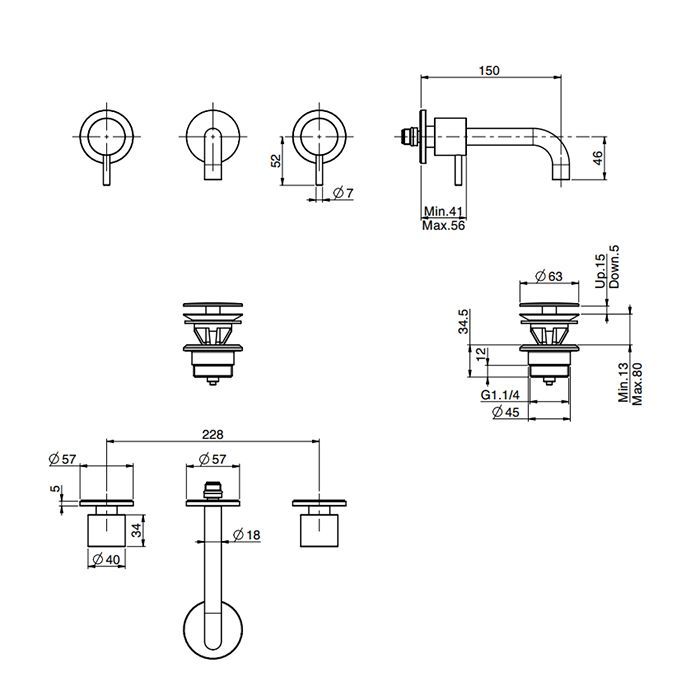 Fima Carlo Frattini Spillo Up Cмеситель для раковины, встраиваемый, излив: см., цвет: золото, артикул F3161/5OR