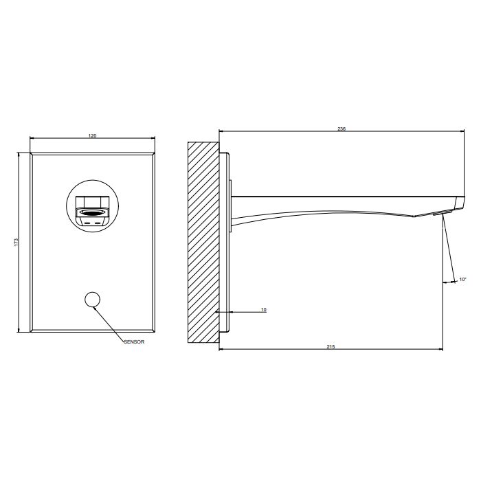 GESSI RILIEVO Смеситель для раковины настенный, электронный, внешняя часть, цвет хром