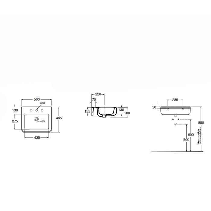 AZZURRA CHARME раковина подвесная 55х46см, с 1отв для смесителя, цвет белый AZZURRA CHARME раковина подвесная 55х46см, с 1отв для смесителя, цвет белый