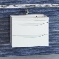 Тумба под раковину Санта Сатурн 70 см, 700269, 2 ящика, подвесная, белый (ум. Classic 70 литой мрамор)