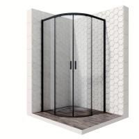 Душевой уголок Ambassador Queen Black 11011202, полукруглый, профиль черный, 100х100 см