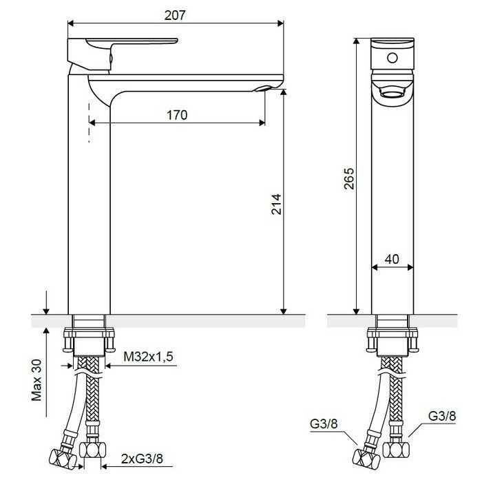 Смеситель для умывальника EXCELLENT Glad ARAC.1102CR (хром)