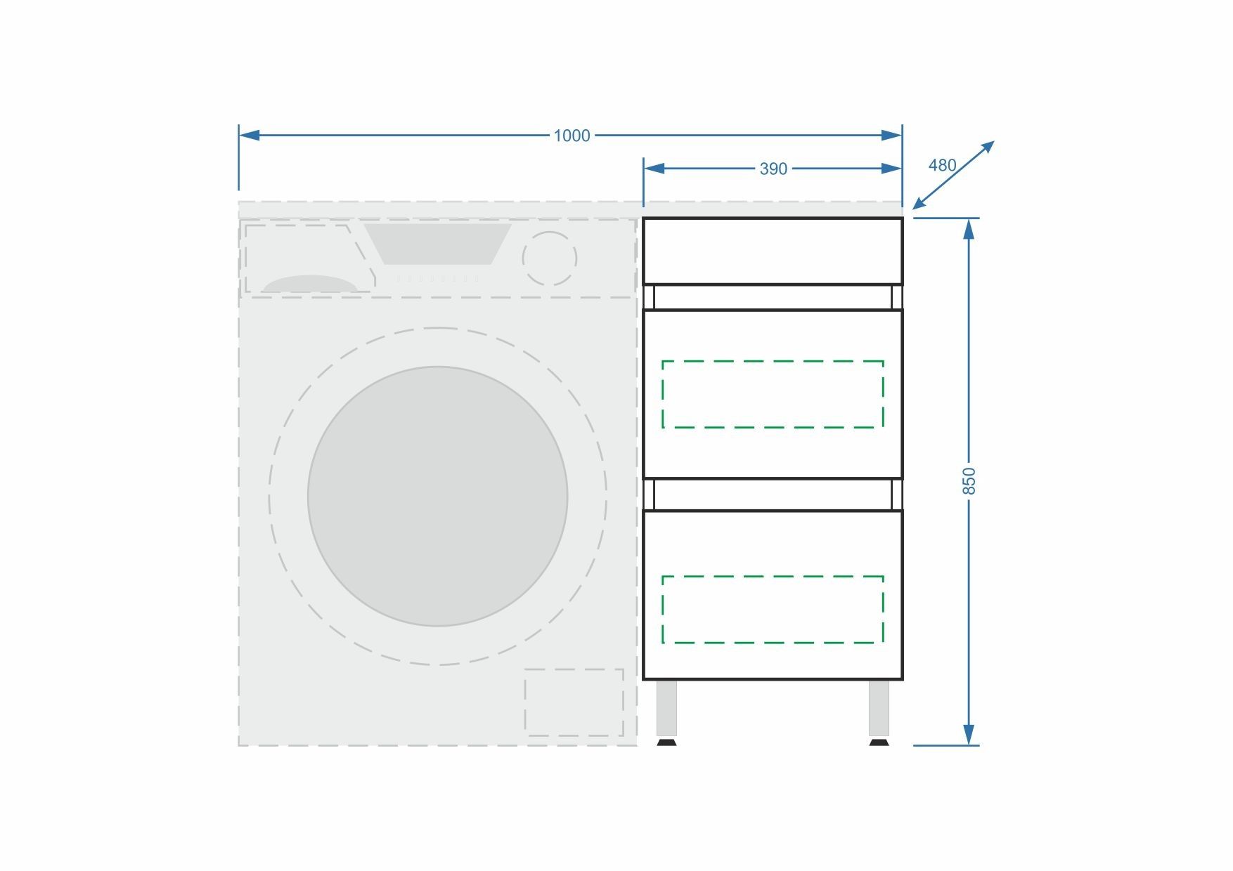Тумба "Мадлен 100", 2 ящ., Мадлен 100