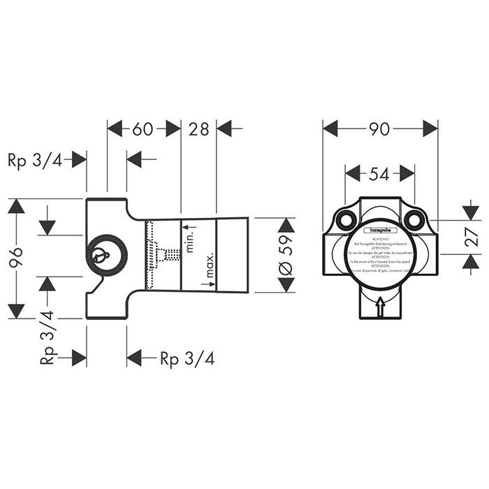 AX Starck Скрытая часть переключателя Quattro, ¾’