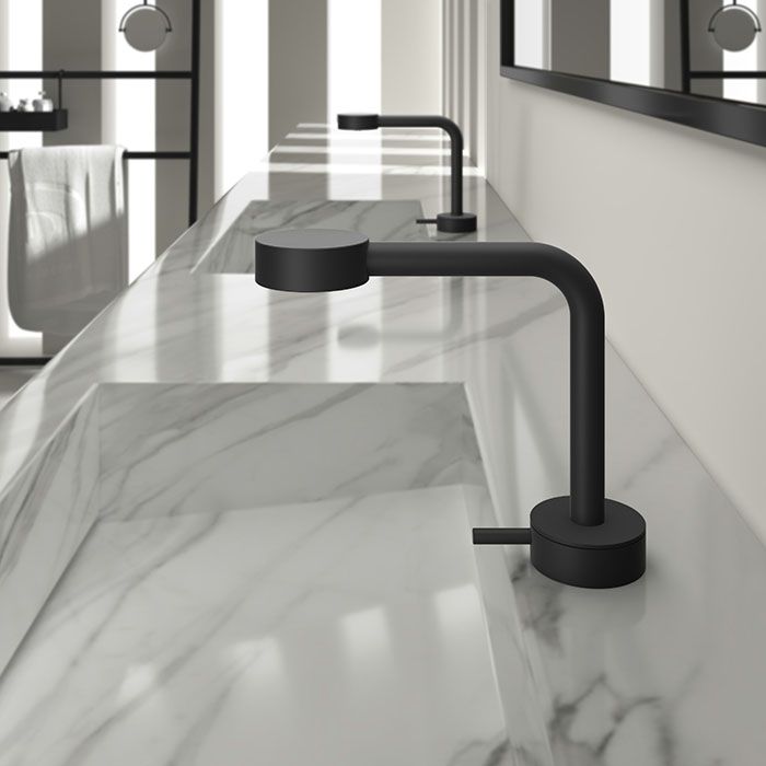 CISAL Slim Смеситель однорычажный для раковины на 1 отверстие с донным клапаном, цвет черный матовый, артикул SM00071040 Акция