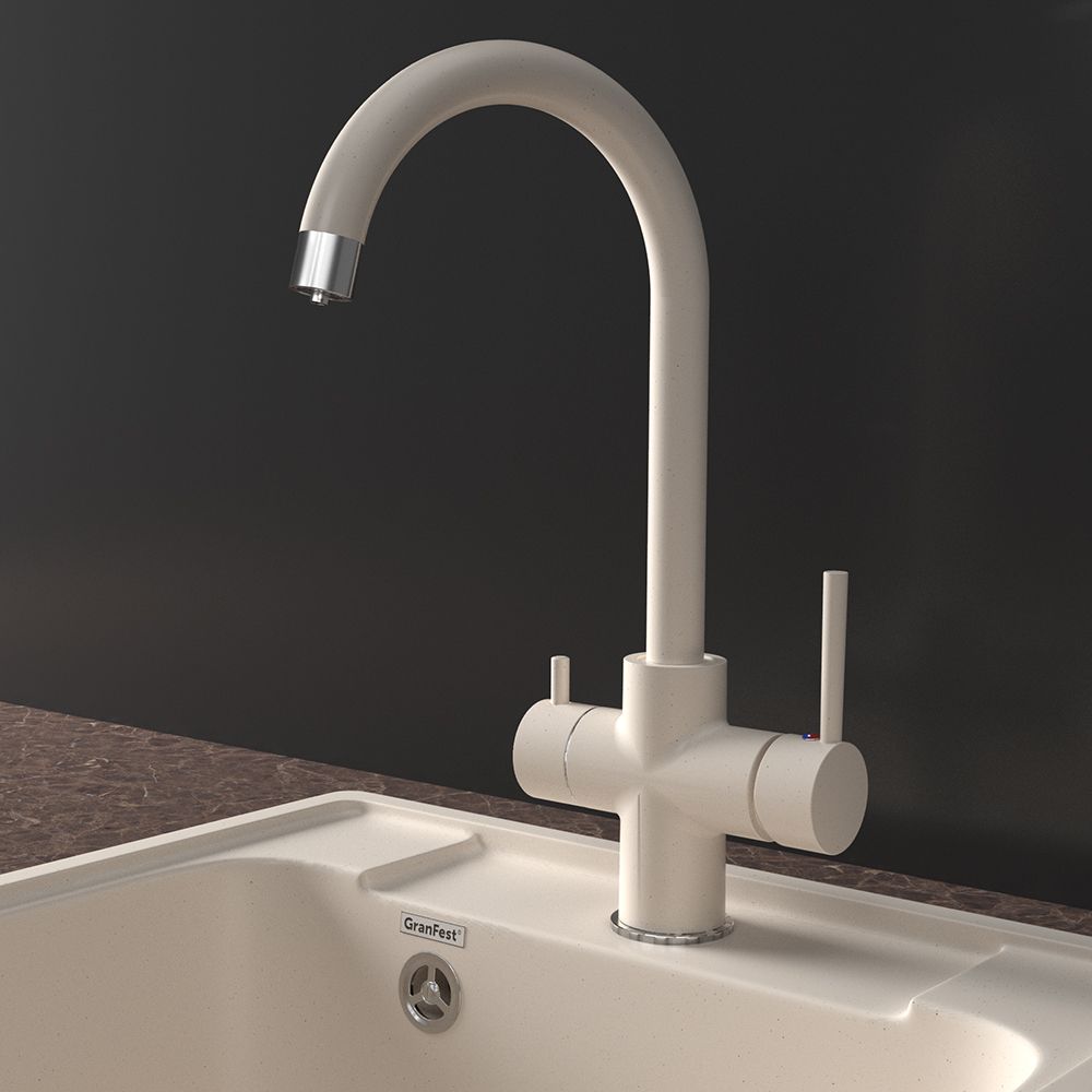 Смеситель для кухни с подключением фильтра GranFestGF-Z-5422, белый
