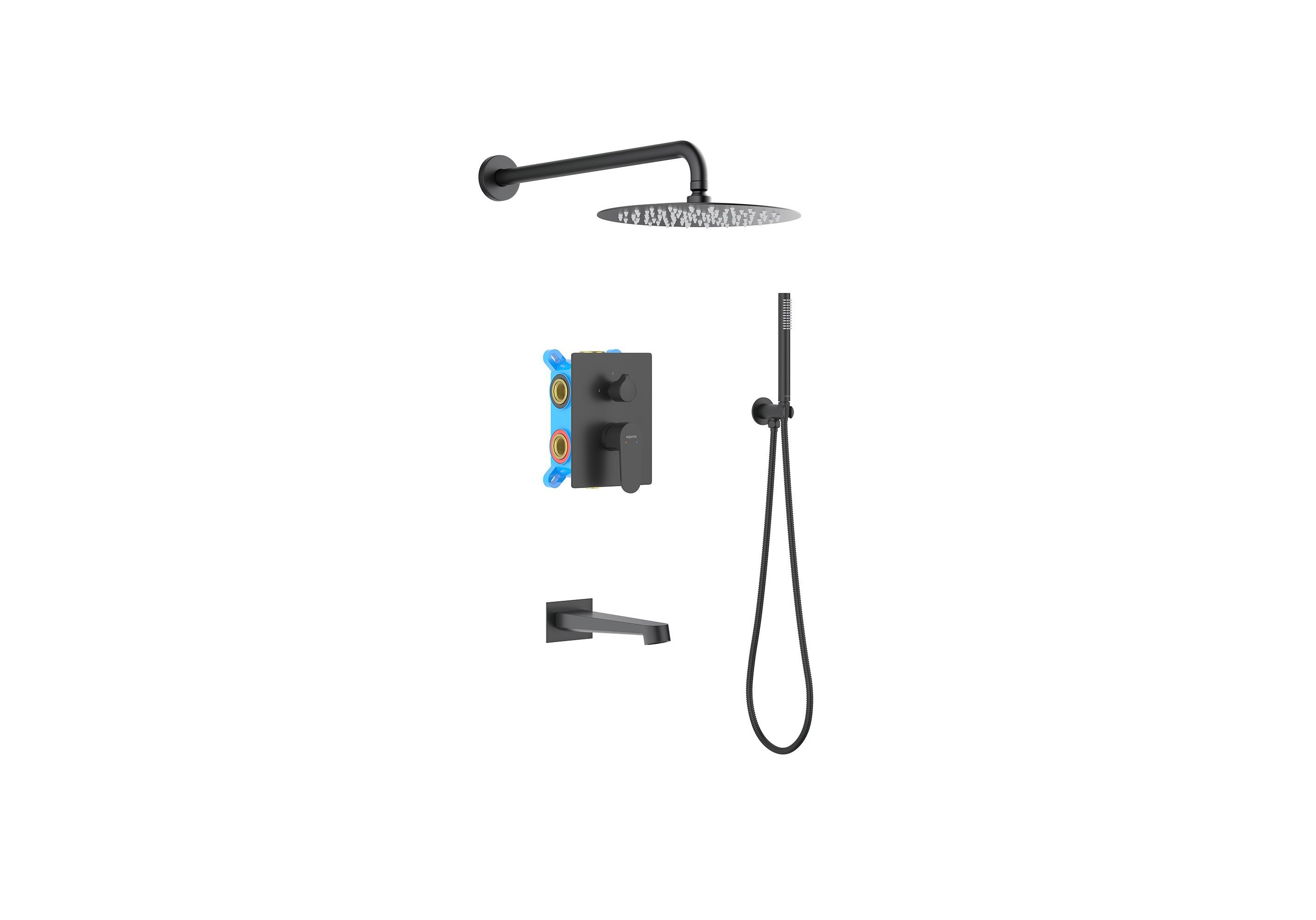Set 4 в 1 душевой комплект AQUATEK, матовый черный AQ1273MB ОБЕРОН Set 4 в 1 душевой комплект AQUATEK, матовый черный AQ1273MB ОБЕРОН