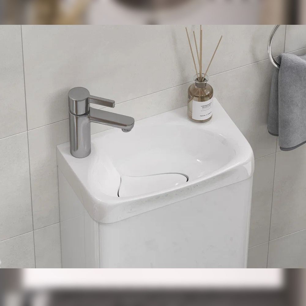 Тумба под раковину подвесная Velvex Bio tp.BIO.BIO.MAXI.40.1D белый глянец, 40 см, артикул tp.BIO.BIO.MAXI.40.1D белый глянец