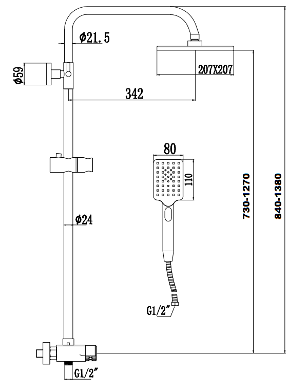 Душевая система Savol S-601144, хром, артикул S-601144
