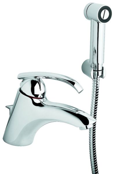 Emmevi Ramses, смеситель с донным клапаном и боковым душем для раковины, цвет хром