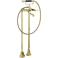 CISAL Cherie Смеситель напольный двухвентильный для ванны с ручной лейкой, держателем и шлангом 150 см, цвет золото/черный матовый