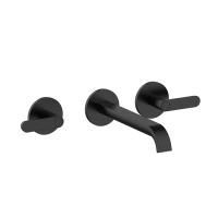 Fantini Icona Deco Смеситель для раковины, встраиваемый, на 3 отв, без донного клапана, излив 200мм (наружняя часть), цвет: черный матовый