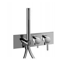 Fantini Nostromo Смеситель для душа, встраиваемый, на 2 источника, с ручн душем, (наружняя часть), цвет: нержавеющая сталь