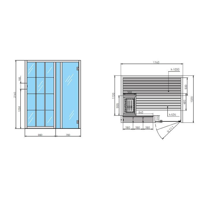 Effegibi Yoku S Shelf Био-Сауна 174x132h214см, SX, цвет: термообработанная древесина
