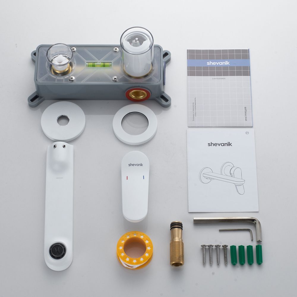 Смеситель для раковины встраиваемый Shevanik S4341C, белый