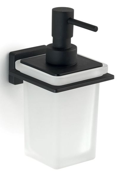 Gedy Atena, настенный стеклянный дозатор c металлической помпой, цвет черный матовый