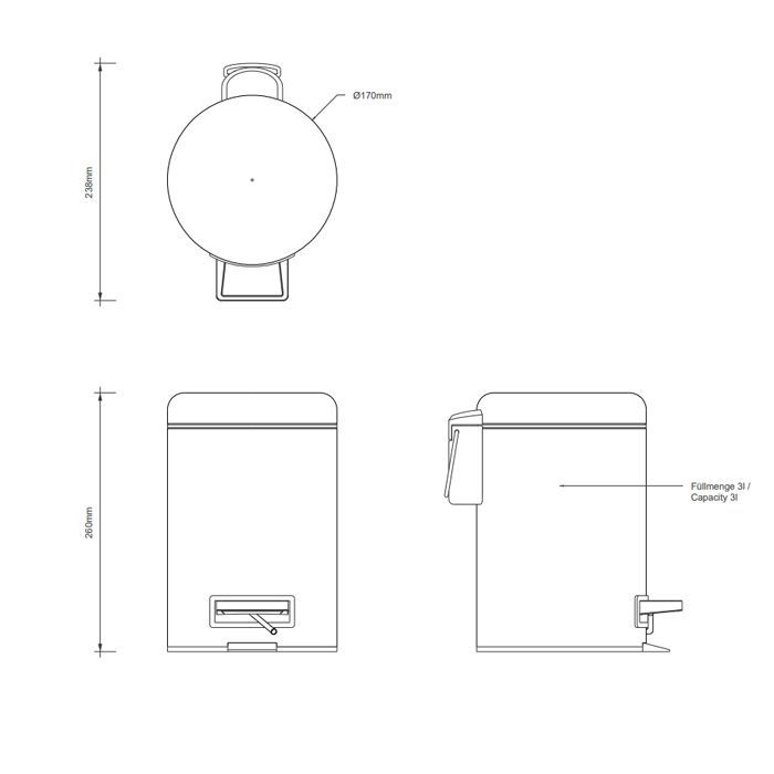 Decor Walther Ведро с педалью TE 35, цвет Черный матовый, артикул 0615760