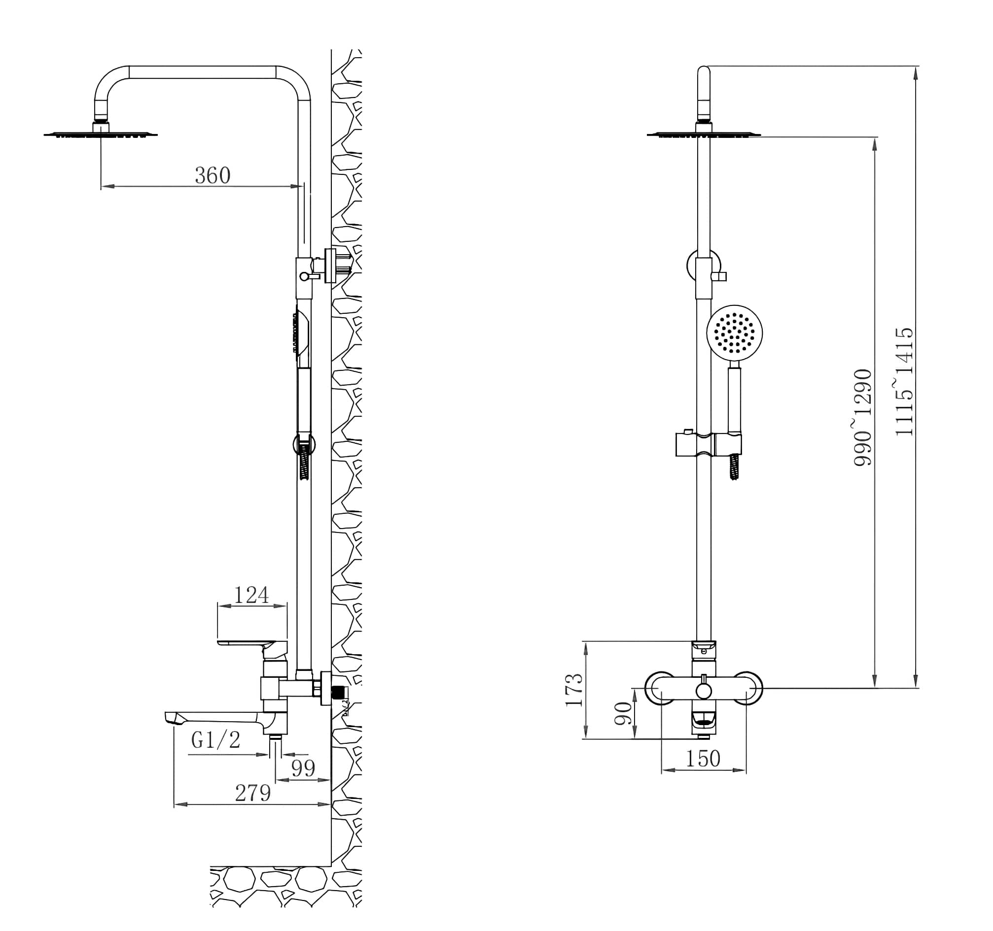 Душевая система со смесителем Orlando, артикул: ST250OL, ESKO, артикул ST250OL