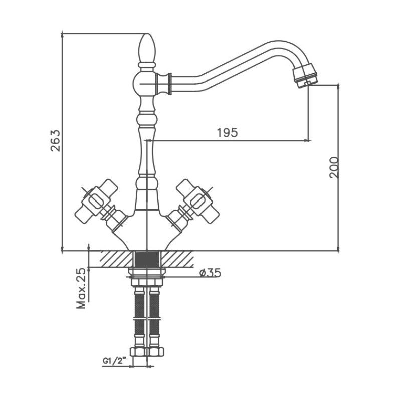 Смеситель для кухни Cron CN4318, хром