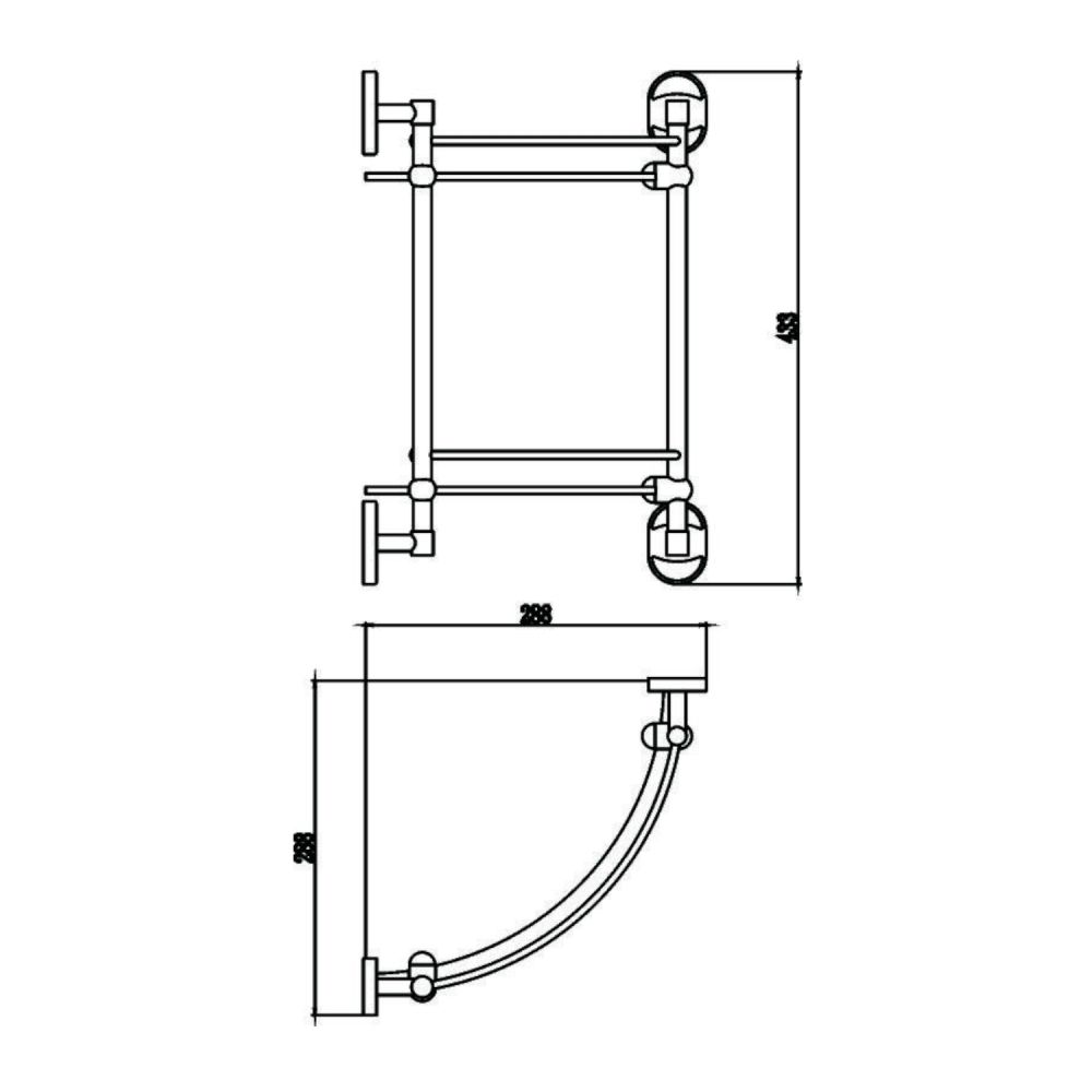 Полка угловая стеклянная Savol S-007073-2, хром