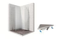 Душевой уголок Ambassador Diamond 12011111R-ST7, пятиугольный, угловой трап, 90х90