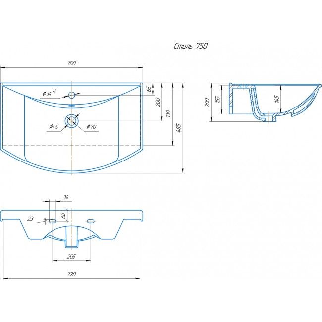 УМЫВАЛЬНИК RUNO мебельный Kirovit Стиль 75 (УТ000001575), артикул УТ000001575