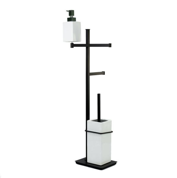 Stil Haus Urania, стойка: доз. + полотенцед. + бумагодер. + ёрш кер., цвет чер. мат. - бел. керамика