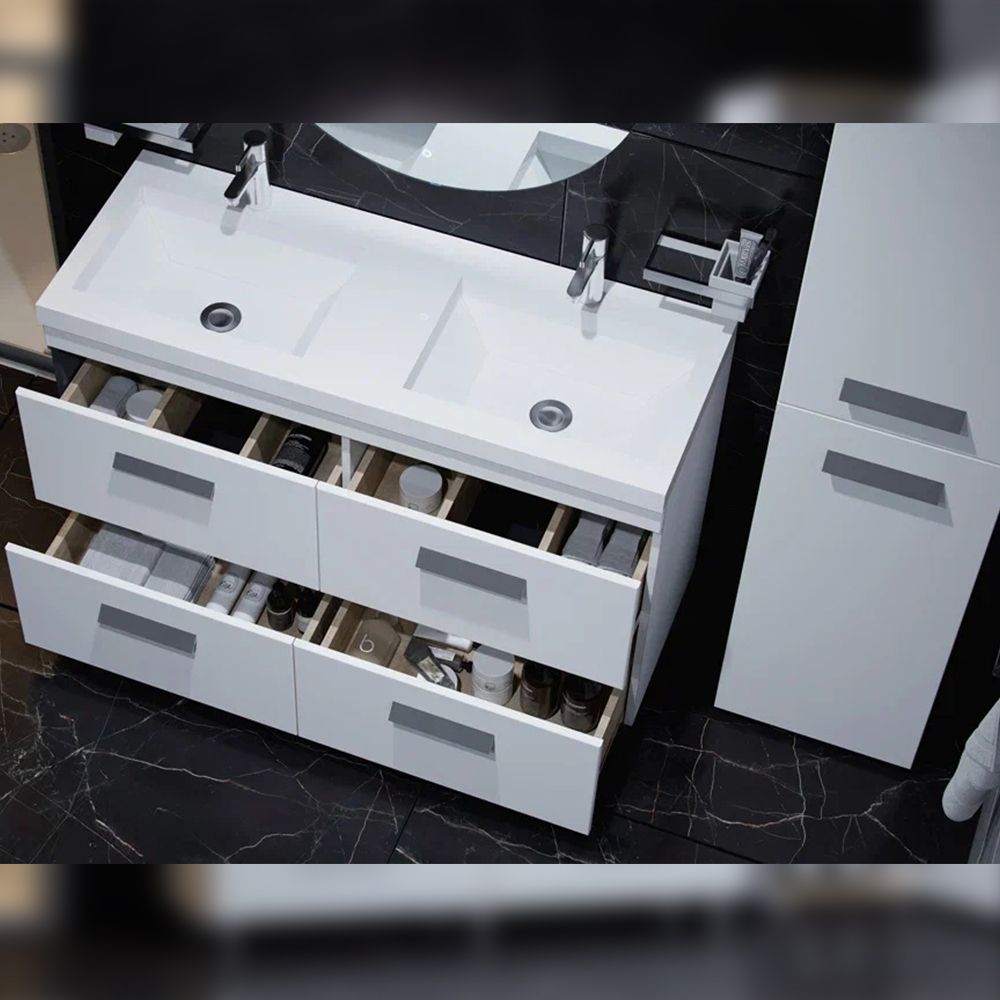 Тумба под раковину напольная Velvex Orlando tn.ORL.CLA.120.4Y белый матовый, 120 см, артикул tn.ORL.CLA.120.4Y белый матовый