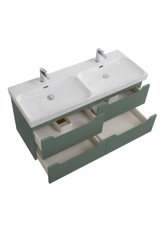 ETNA База под раковину подвесная с четырьмя выкатными ящиками для раковины с двумя чашами, Голубой Матовый, 1200x455x500, ETNA-1200-4C-SO-2-AO, артикул ETNA-1200-4C-SO-2-AO