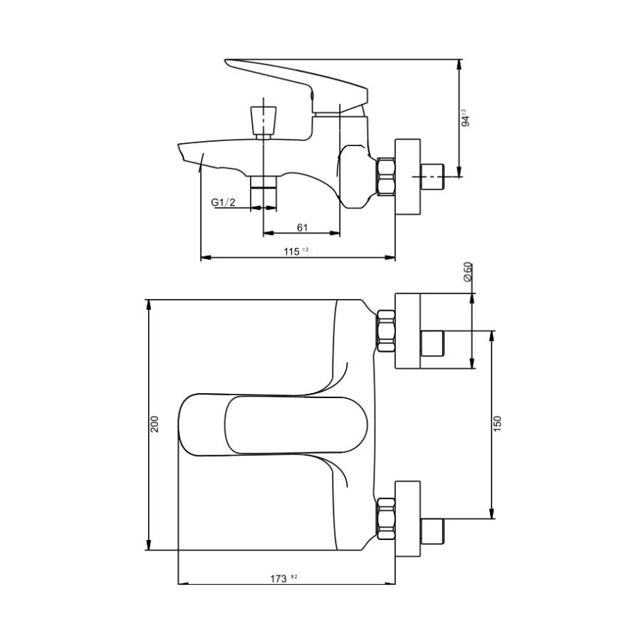 Смеситель для ванны Savol SK-H7101, хром