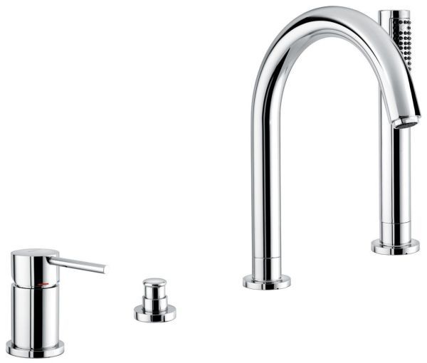 Emmevi Piper, комплект смесителя на борт ванны на 4 отверстия с изливом, цвет хром