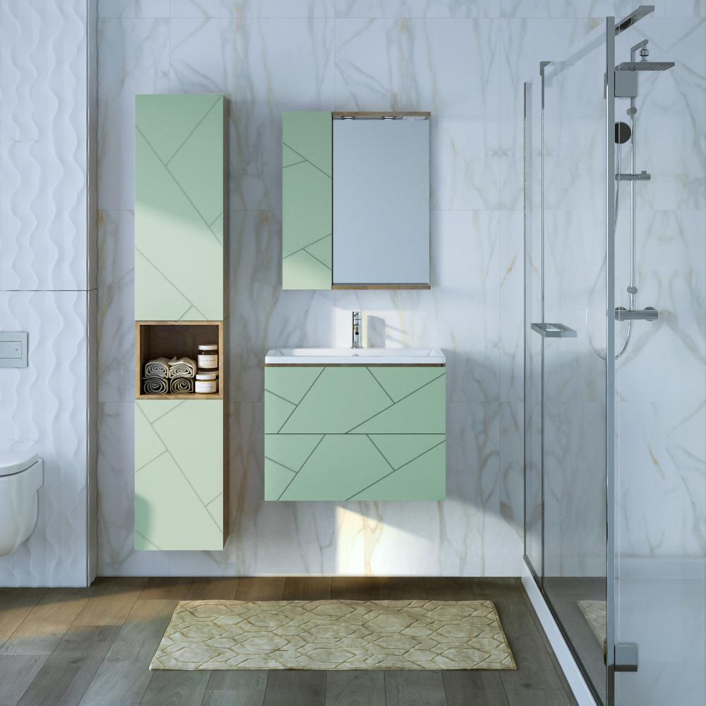 Тумба под раковину подвесная Бриклаер КРИСТАЛЛ фисташковый, 70 см, артикул 4627125417160