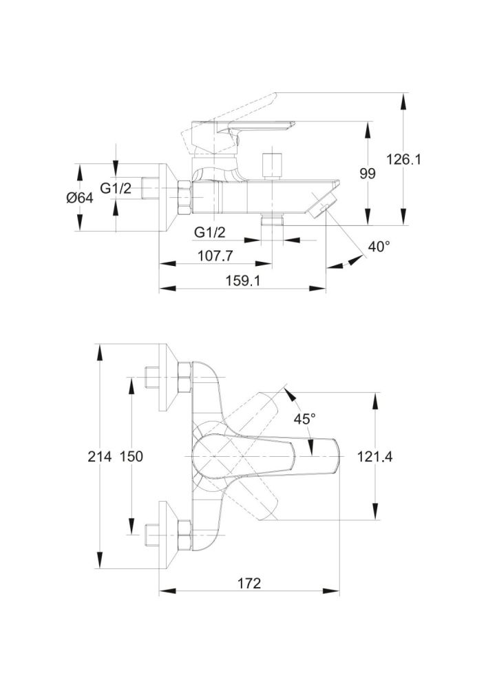 Смеситель для ванны Cersanit VERO однорычажный (63061), артикул 63061
