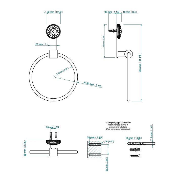THG HIRONDELLES PLATINUM STAMPED Полотенцедержатель-кольцо, цвет хром THG HIRONDELLES PLATINUM STAMPED Полотенцедержатель-кольцо, цвет хром