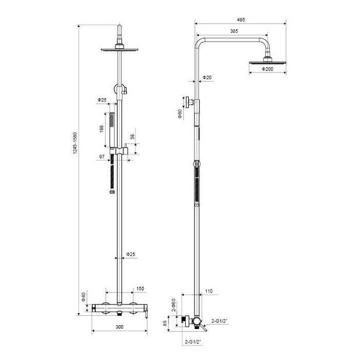Система для душа наружного монтажа EXCELLENT Rain Pi AREX.1281CR (хром) Система для душа наружного монтажа EXCELLENT Rain Pi AREX.1281CR (хром)