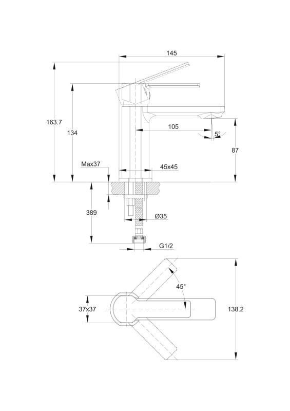 Смеситель для раковины Cersanit SMART однорычажный (63047), артикул 63047