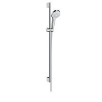 Душевой гарнитур, Hansgrohe, Croma Select S, размер штанги, мм-900, размер шланга, мм-1600, диаметр ручного душа, мм-110, количество режимов-3, тип струи-Rain, Intense Rain, Turbo Rain, комплектация-упорный подшипник, настенные крепления, цвет-белый/хром Душевой гарнитур, Hansgrohe, Croma Select S, размер штанги, мм-900, размер шланга, мм-1600, диаметр ручного душа, мм-110, количество режимов-3, тип струи-Rain, Intense Rain, Turbo Rain, комплектация-упорный подшипник, настенные крепления, цвет-белый/хром