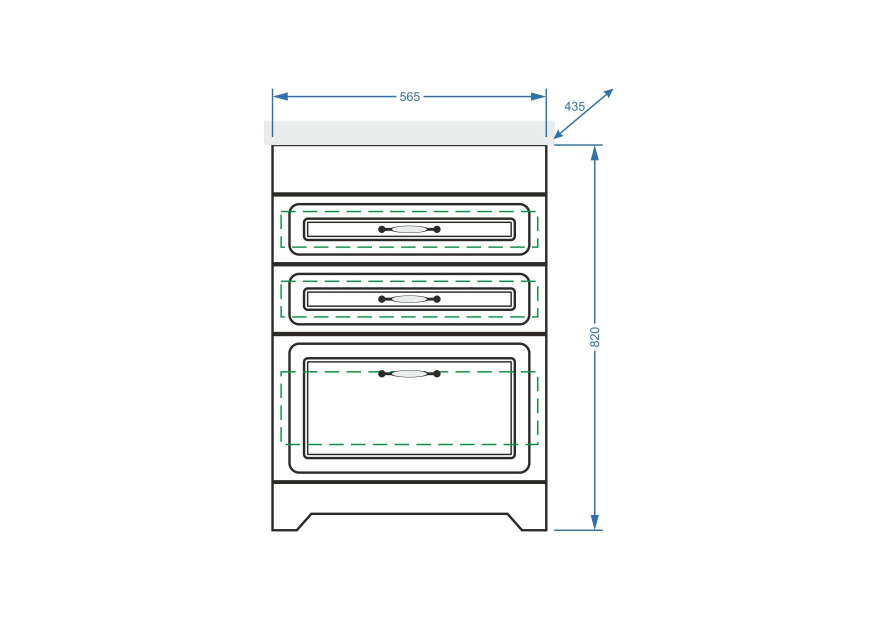 Тумба "Кармела 60", 3 ящ., ольха белая, Сомо 60