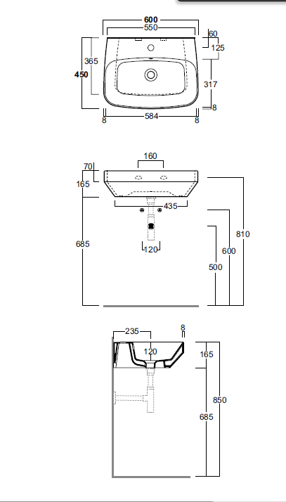 Simas Baden Baden Раковина подвесная 60х45 см, с 1 отв. для смесителя, цвет белый (без крепления F89)