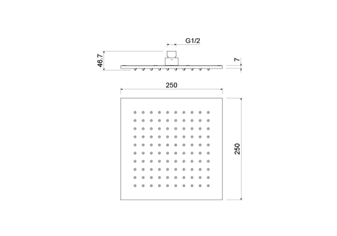 Квадратный верхний душ  250*250*7 мм AQUATEK, матовый черный AQ2076MB Квадратный верхний душ  250*250*7 мм AQUATEK, матовый черный AQ2076MB