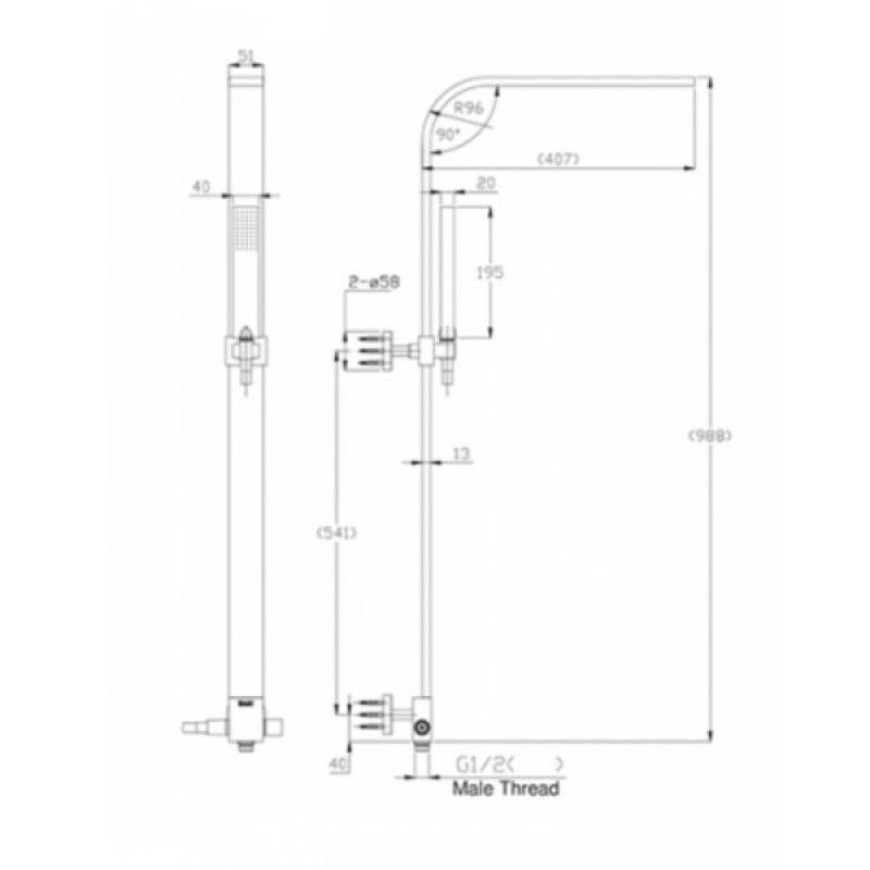 Душевой гарнитур Bravat Arc D224K-ENG, черный