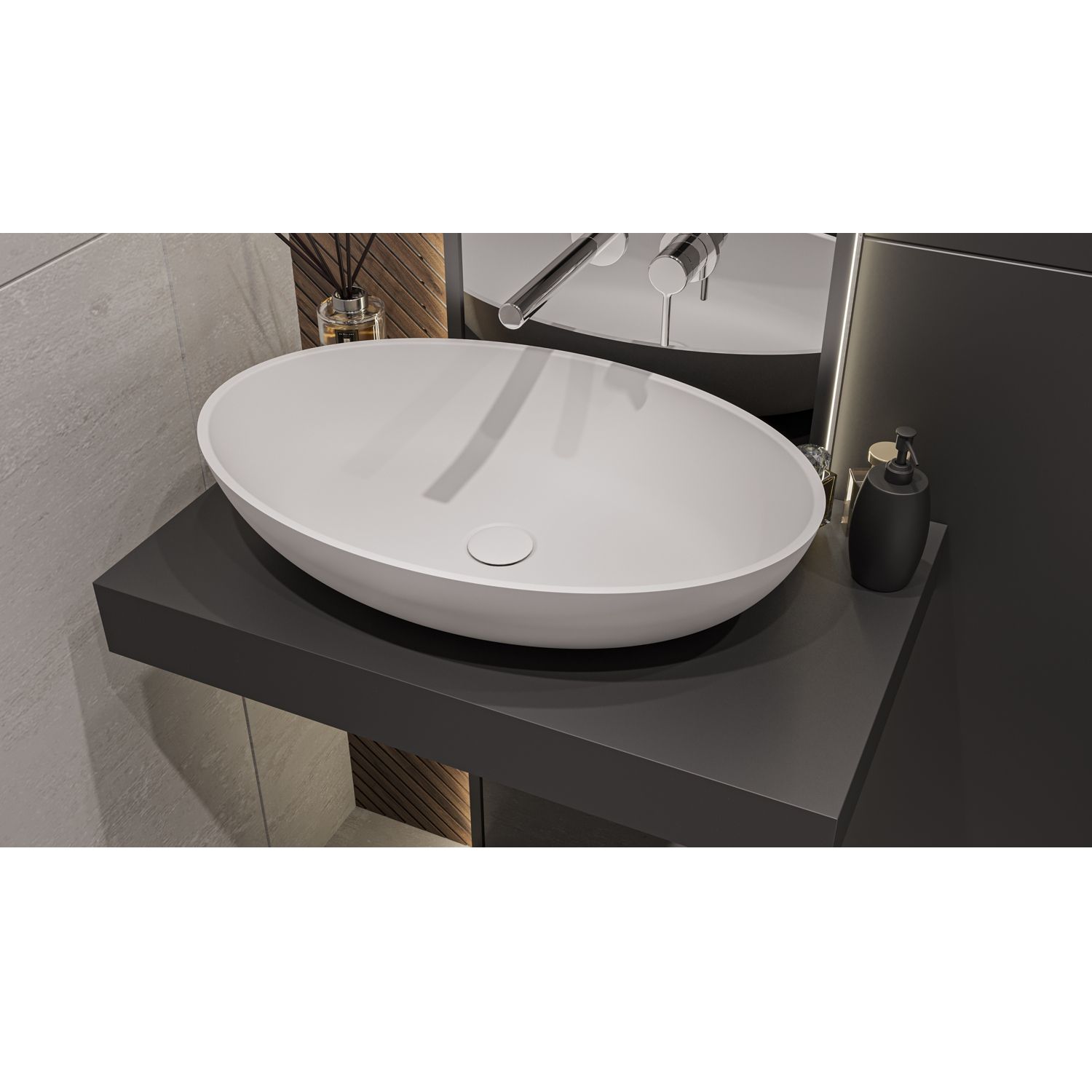 Умывальник WHITECROSS Citrine 60x40 (белый мат) иск. камень Умывальник WHITECROSS Citrine 60x40 (белый мат) иск. камень