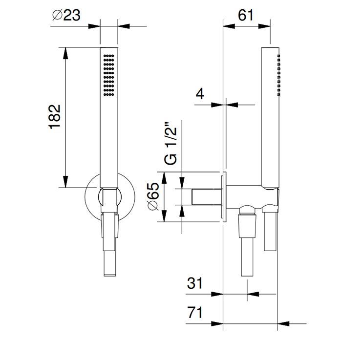FANTINI AA/27 Душевой гарнитур с настенным держателем с подводом воды, ручным душем и шлангом 1500 мм., отделка Matt Gun Metal PVD