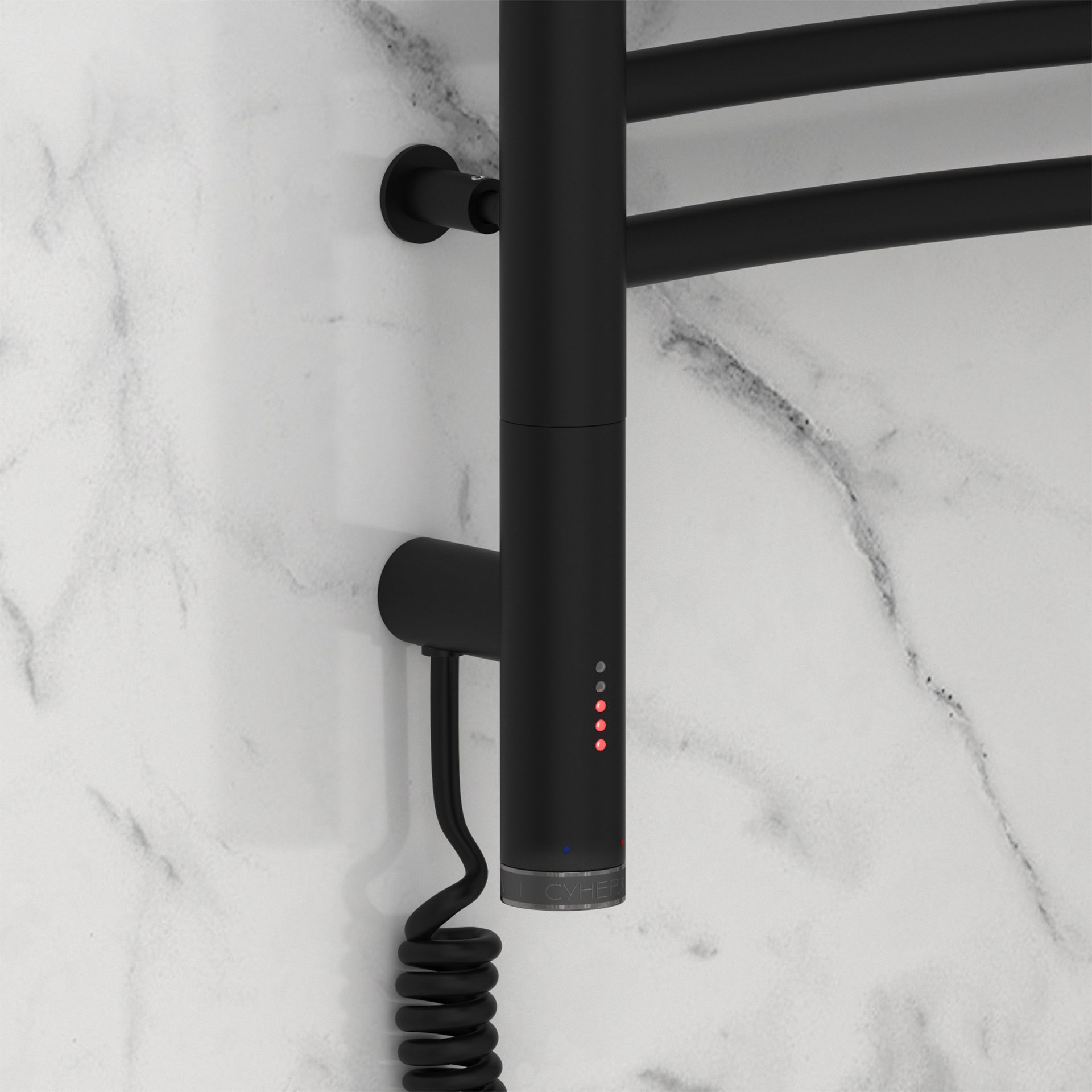 Полотенцесушитель, Сунержа, Флюид 3.0, электрический, ширина, мм-532, глубина, мм-80, высота, мм-724, межосевое расстояние-500, перемычка-выгнутая, нагревательный элемент-ТЭН, подключение-нижнее слева, электрокомплект-МЭМ, мощность, Вт-300, материал-нержа