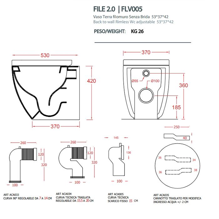 Artceram FILE 2.0 Унитаз напольный 53х37хh42см, безободковый, слив универсальный, с крепежом, цвет: verde petrolio