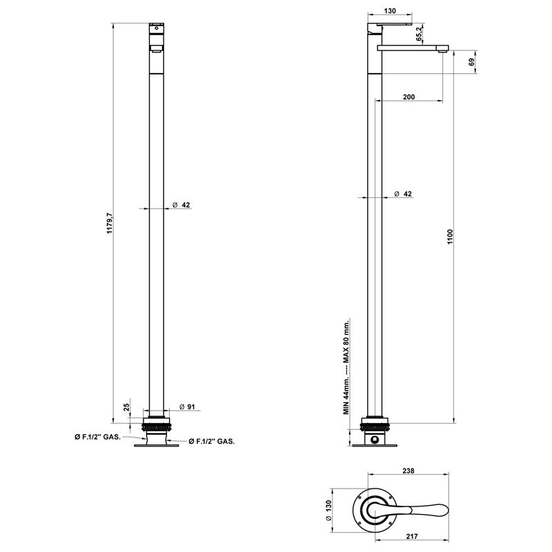 Bongio O'Clock Green Смеситель для раковины напольный, цвет белый матовый (без встр части 09744)