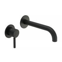 FORTIS Смеситель для раковины моноком. скр.монтажа настен., на 2 отв., CLICK-CLACK, черный матовый