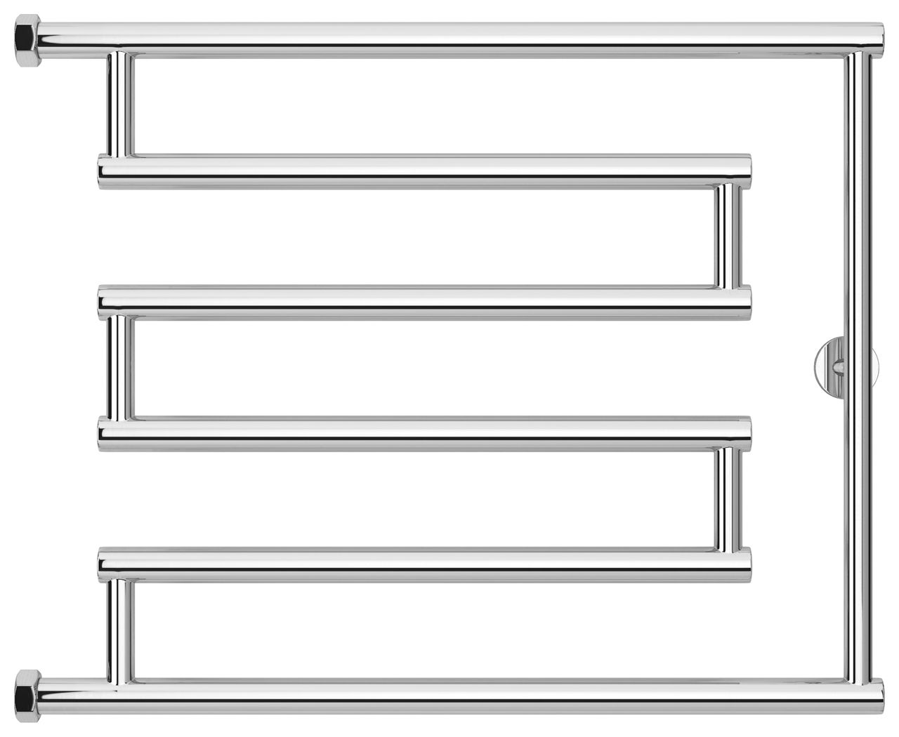 Полотенцесушитель, Сунержа, High-Tech model L+, водяной, ширина, мм-660, глубина, мм-65-80, высота, мм-528, межосевое расстояние-500, подключение-вертикальное слева/справа, мощность, Вт-314, присоединительный размер-НГ G 1", материал-нержавеющая сталь, на