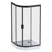 W90G-401-100BT Душевое ограждение Gem 1/4 Rond 100x100 стекло прозрачное, профиль черный матовый, бе W90G-401-100BT Душевое ограждение Gem 1/4 Rond 100x100 стекло прозрачное, профиль черный матовый, бе